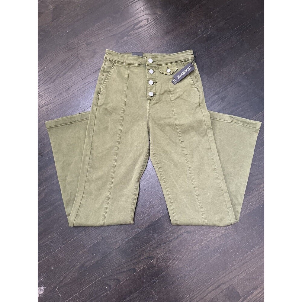 BLANK NYC The Delancey Denim Wide Leg Pants Going Green Size 29 70s Bohemian - Picture 8 of 13